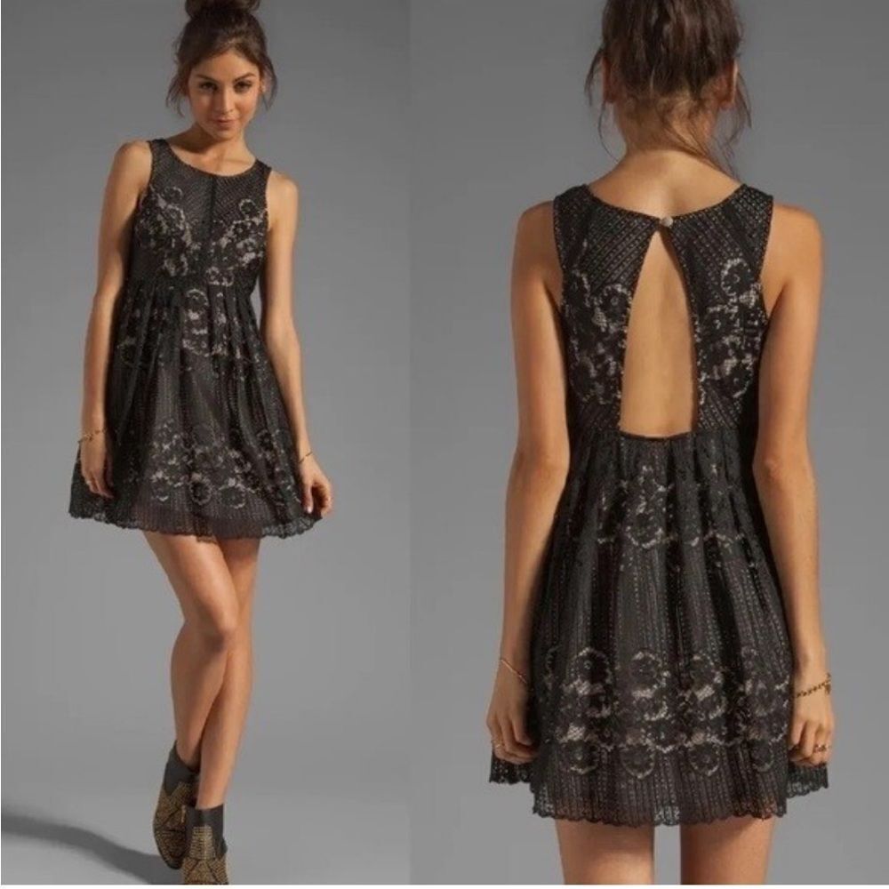 Free People Rocco Black Lace Lined Dress Size 0